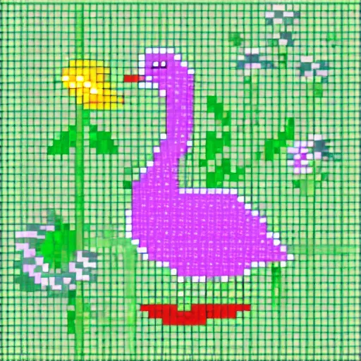 Image similar to Goose in flowers pixel art