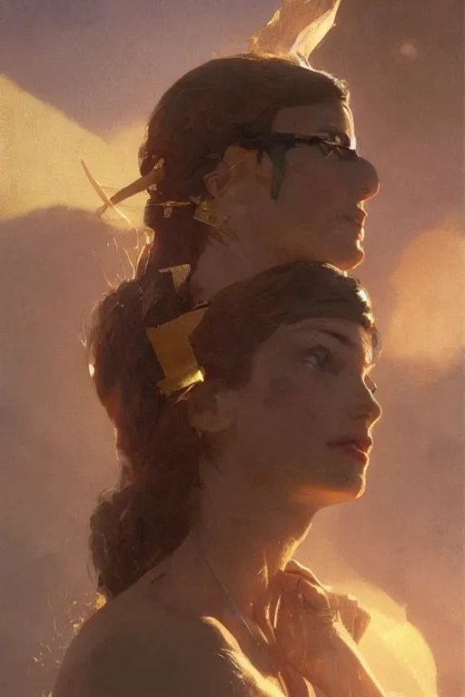 Image similar to she said believe in no one, golden hour, mystical, smooth, sharp focus, fantasy, 85mm, DOF, art by Greg Rutkowski and Norman Rockwell