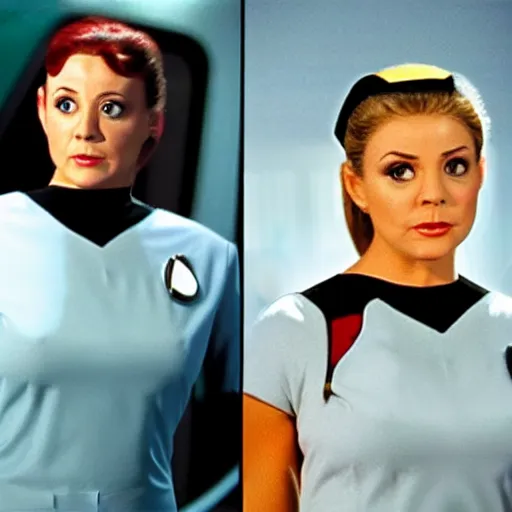 Prompt: kaley couco as nurse chapel star trek original series