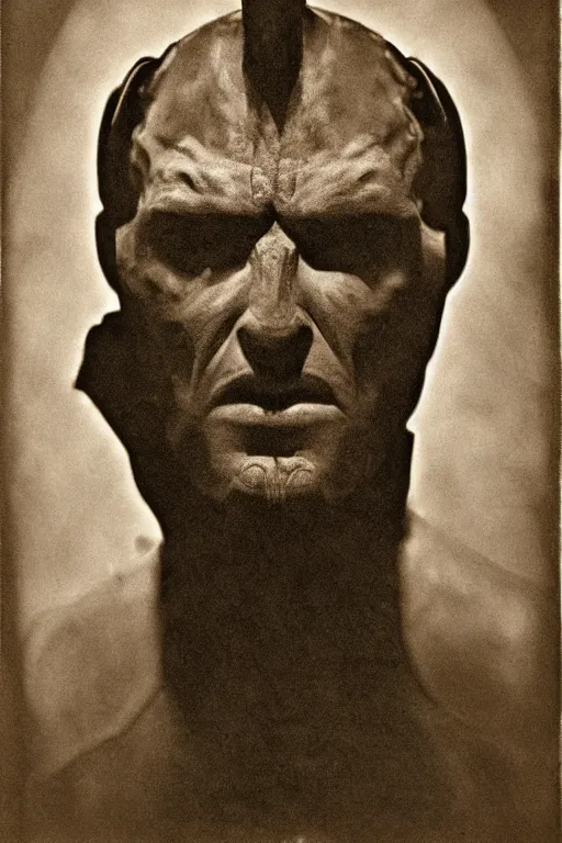 Image similar to hordak, portrait, full body, symmetrical features, silver iodide, 1 8 8 0 photograph, sepia tone, aged paper, sergio leone, master prime lenses, cinematic