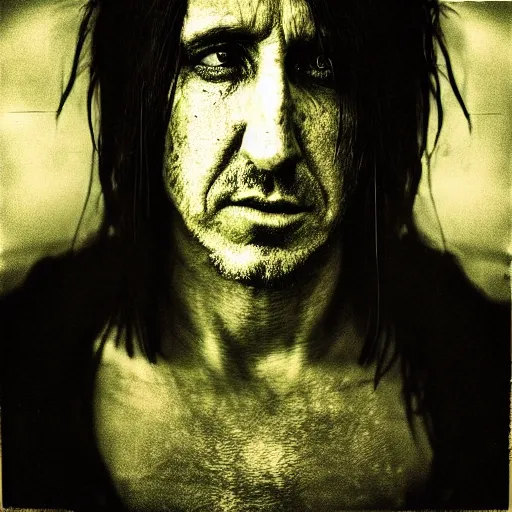 Image similar to portrait of trent reznor with long hair as a zombie by lee jeffries, award winning, sony a 7 r