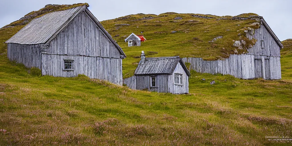 Prompt: an old house. at andøya island, northern norway.