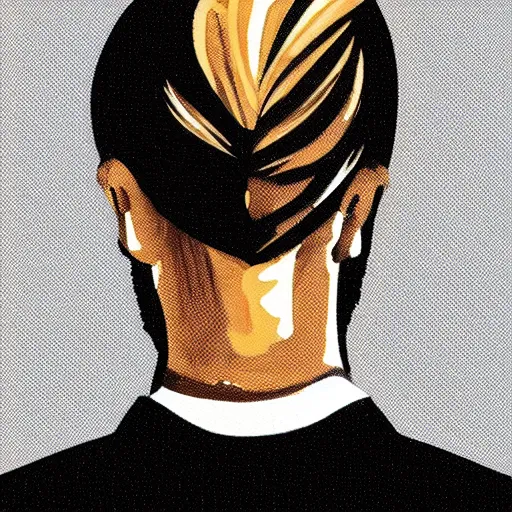 Prompt: pixabay instant clear protopainting of an italiam man in a black dress with a ponytail