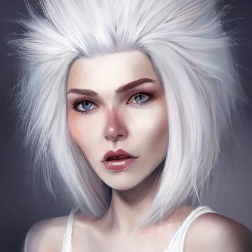 Prompt: a portrait of white hair girl, art by samdoesart, highly detailed, digital painting, concept art, sharp focus, illustration, trending on artstaion