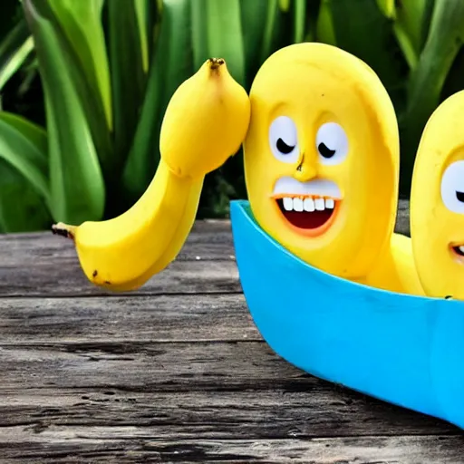 Image similar to friendly smiling banana in a boat