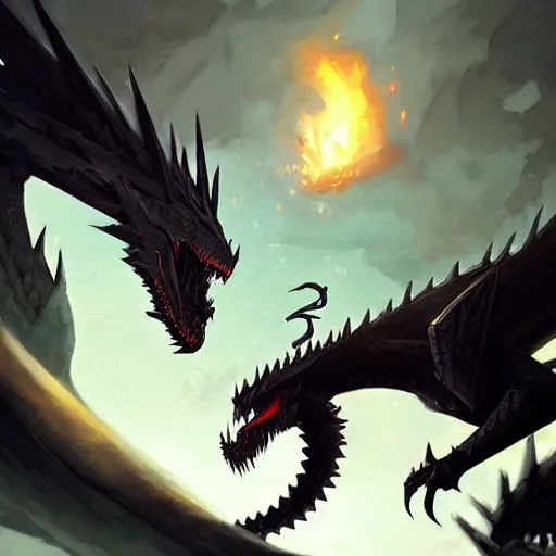 Image similar to fighting a king black dragon in runescape by greg rutkowski