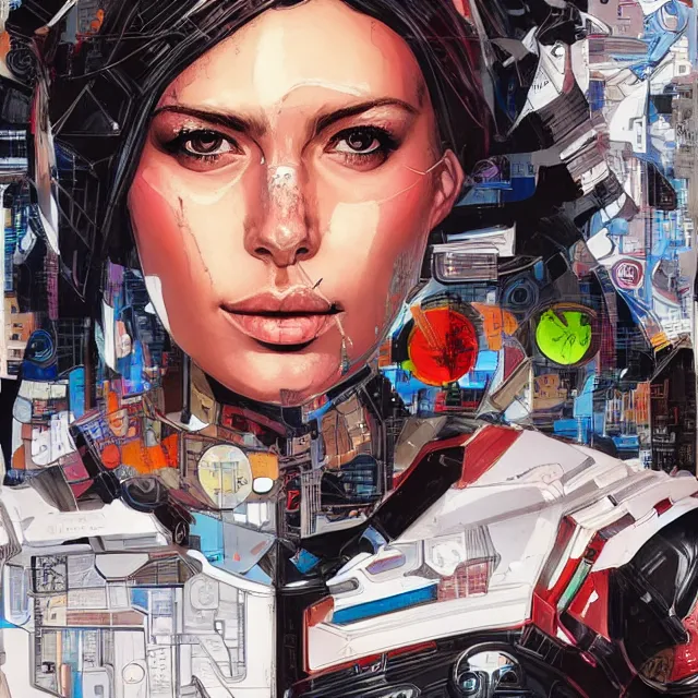 Image similar to portrait of a female android, by MARVEL comics and Sandra Chevrier, 8k