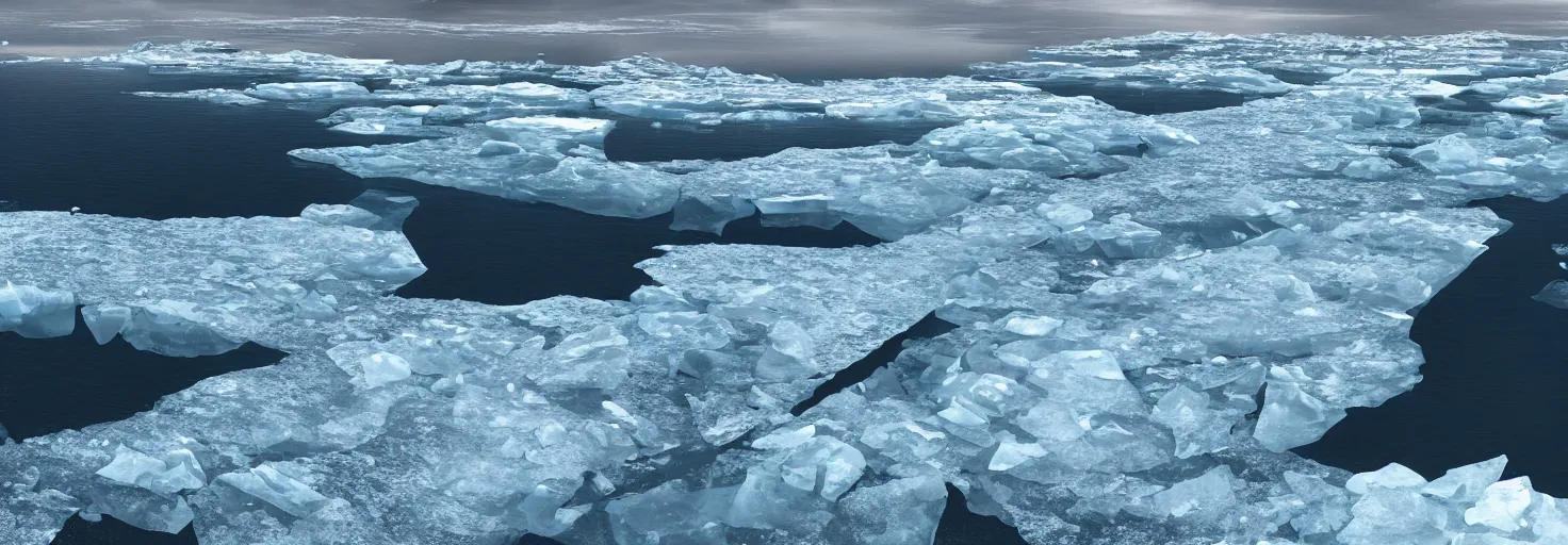 Image similar to A large boat on the ocean Arctic, with the ice cracking and icebergs surrounding it by paul chadeisson, cinematic lighting, extremely detailed, ultra realistic, trending on artstation, 8K