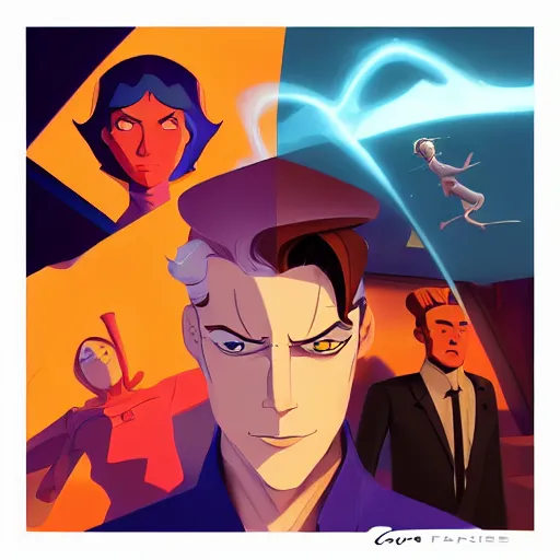 Image similar to face icon stylized minimalist the new adventures of johnny quest, loftis, cory behance hd by jesper ejsing, by rhads, makoto shinkai and lois van baarle, ilya kuvshinov, rossdraws global illumination