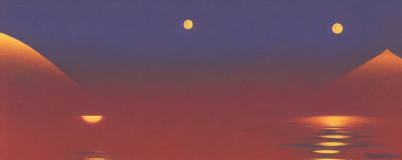 Image similar to awe inspiring bruce pennington landscape, digital art painting of 1 9 6 0 s, japan at night, 4 k, matte, minimalist