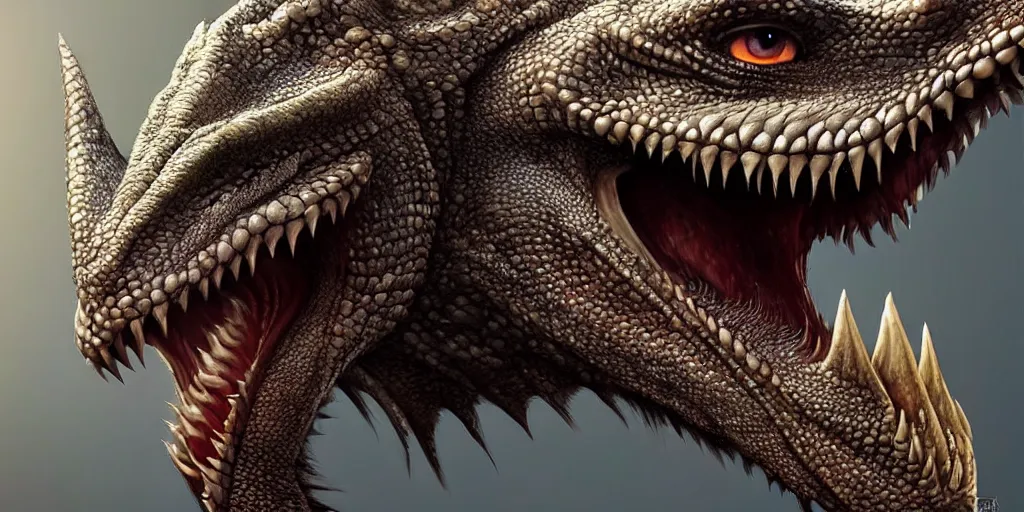 Image similar to Realistic Lifelike Dragon, super highly detailed, professional digital painting, artstation, concept art, smooth, sharp focus, no blur, no dof, extreme illustration, Unreal Engine 5, Photorealism, HD quality, 8k resolution, cinema 4d, 3D, beautiful, cinematic, art by artgerm and greg rutkowski and alphonse mucha and loish and WLOP