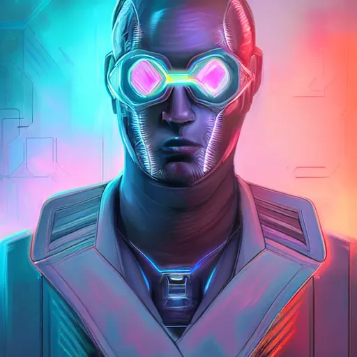 Image similar to portrait, headshot, digital painting, matrix, cyborg cat with plasmogun, synthwave, realistic, hyperdetailed, concept art