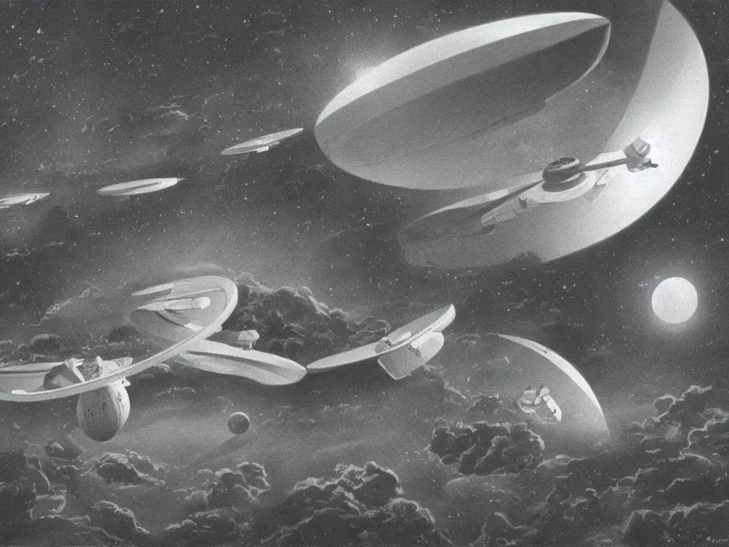 Image similar to a beautiful matte painting of an ufo by m. c. escher, cinematic, dynamic lighting, concept art, realistic