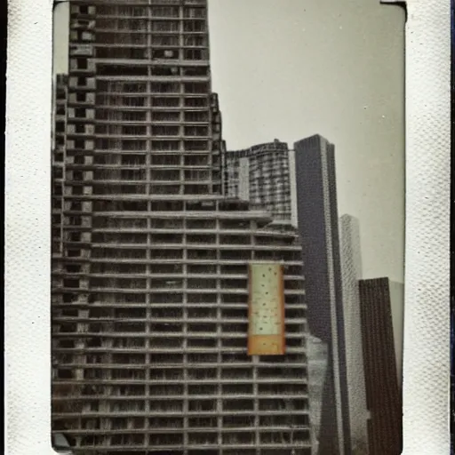 Prompt: a slot machine on top of an abandoned sky scraper, liminal space, old polaroid,