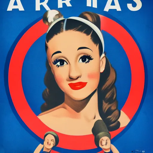 Prompt: propaganda posters of ariana grande the style of the united states 1 9 4 0's recruitment posters, red prohibitive circle around her head, 4 k