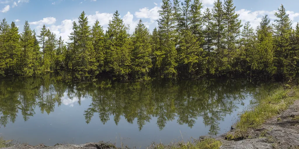 Image similar to photo field with Lake with black Water reality