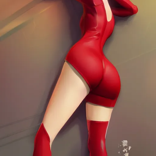 Prompt: full body character design of a beautiful anime girl in a red tight suit, elegant, highly detailed, digital painting, artstation, smooth, soft focus, art by WLOP and asanagi