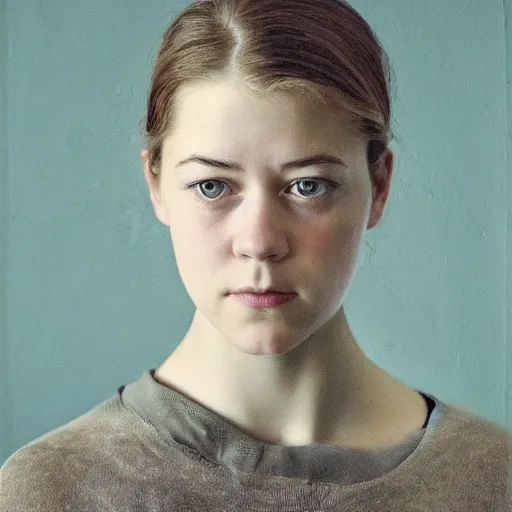 Prompt: a masterpiece portrait photo of a beautiful young woman who looks like a danish mary elizabeth winstead, symmetrical face