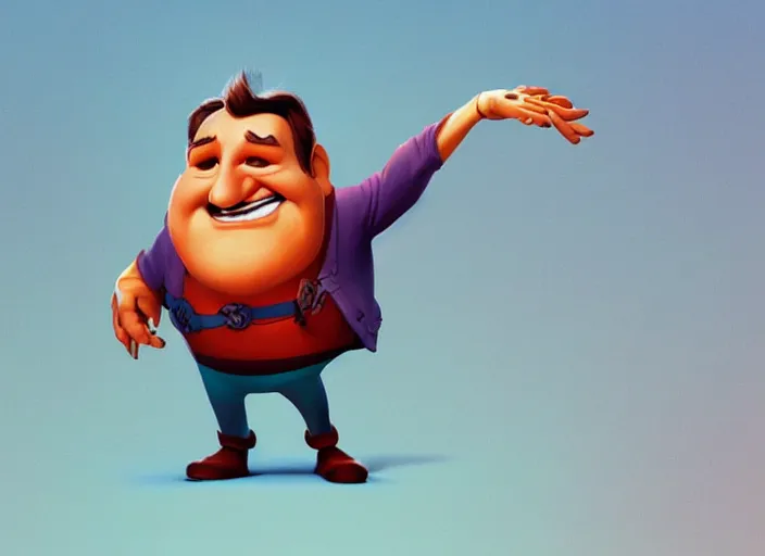 Image similar to pixar cartoon character of robin williams being happy. style by petros afshar, christopher balaskas, goro fujita, and rolf armstrong.