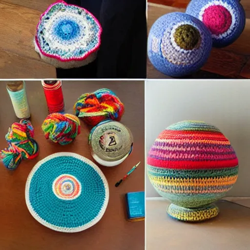 Image similar to world where everything is crocheted yarn