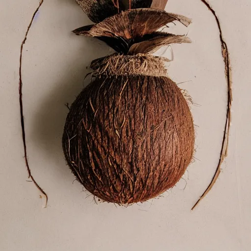 Image similar to a photo of a brown coconut is wearing a dress