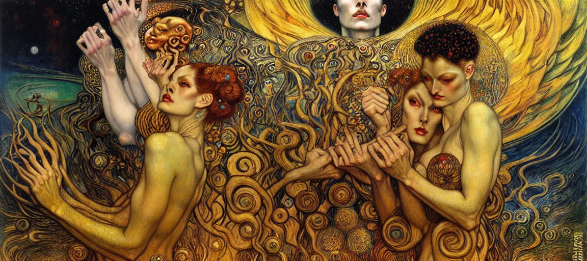 Image similar to Divine Chaos Engine by Karol Bak, Jean Delville, William Blake, Gustav Klimt, and Vincent Van Gogh, symbolist, visionary