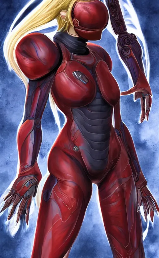 Image similar to samus aran bioorganic varia suit, energetic varia suit, full body portrait, highly detailed, intricate, concept art, vertical portrait