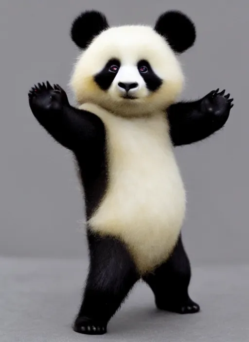 Prompt: Images on the store website, eBay, Full body, Miniature of an incredibly muscular panda standing upright.