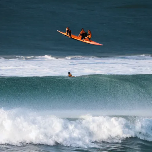 Image similar to 2 person surfing on wave made of cosmic dust