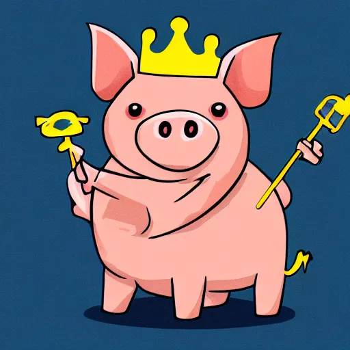 Image similar to pig in a crown, Saturday morning cartoon, illustration, detailed, zoom out