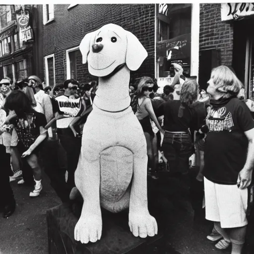 Prompt: clifford the big red dog at the stonewall riots in 1 9 6 9
