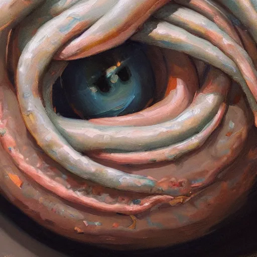 Image similar to a can of worms, oil painting, pale colors, high detail, 8 k, wide angle, trending on artstation,