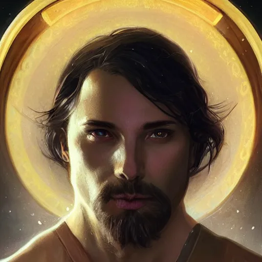 Prompt: bioluminescence portrait of a male wizard of the flowers, muscle, D&D, fantasy, elegant, pale, highly dvetailed, digital painting, artstation, concept art, smooth, sharp focus, illustration, art by artgerm and greg rutkowski and alphonse mucha