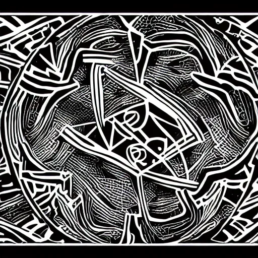 Prompt: stencil, black and white, vector, line art work, abstract logo