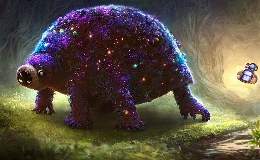 Prompt: microscopic tardigrades, magical forest, water bear, robots, concept art, intricate details, highly detailed, photorealistic, disney pixar, octane render, iridescent, anime, 8 k
