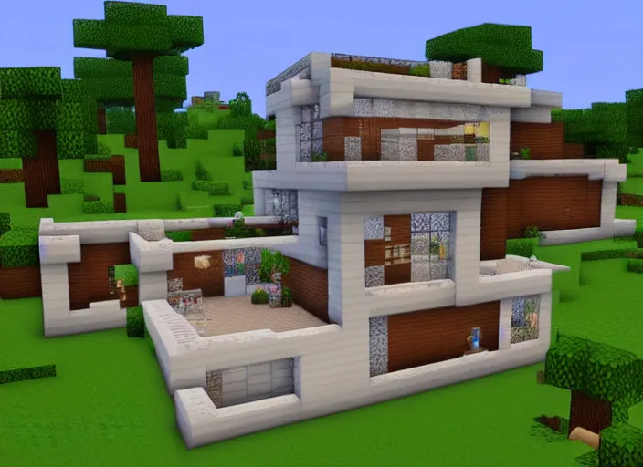 Image similar to a the sims 4 style house built in minecraft