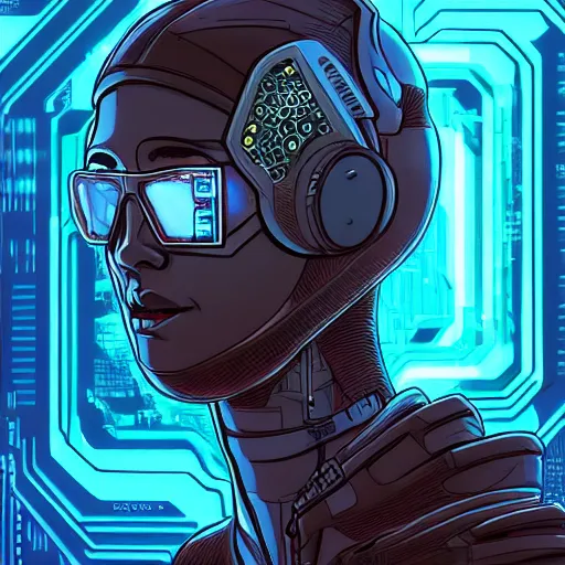 Image similar to Eleanor Roosevelt. a clever cyberpunk hacker, centered in the frame, cyberpunk concept art by Jean Giraud and josan gonzales, digital art, highly detailed, intricate, sci-fi, sharp focus, Trending on Artstation HQ, deviantart, 4K UHD image