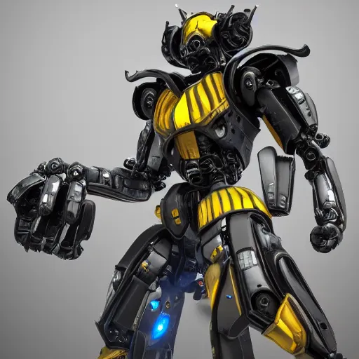 Image similar to hard surface, robotic platform, based on bumblebee, 6 claws, unreal engine