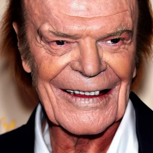 Image similar to Jack Nicholson is playing David Bowie in the new biographical movie, face makeup, grin