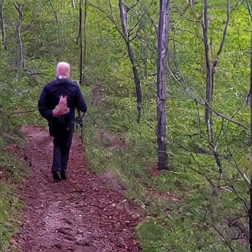 Prompt: trail cam footage of Joe biden