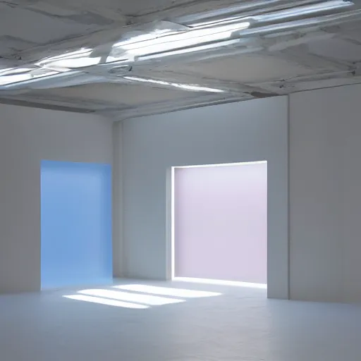 Prompt: an ultra high definition professional studio quality photograph of a transparent iridescent perspex pastel coloured inflatable abstract parachute coat in an empty white room. dramatic lighting, ray tracing, refraction, shallow d. o. f, colour corrected, golden ratio, three point light. volumetric shadows. god rays.