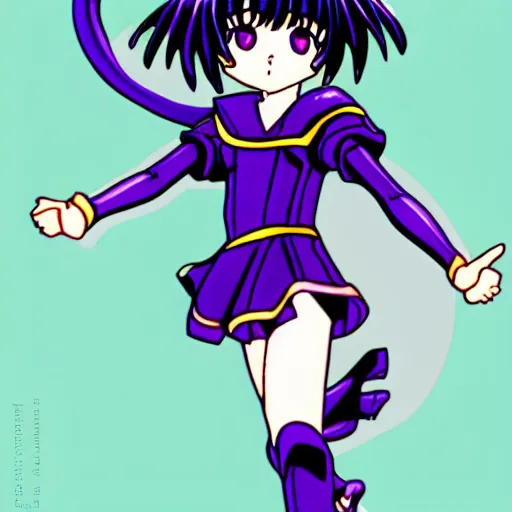 Image similar to new version of sailor saturn, full body, 9 0's anime style