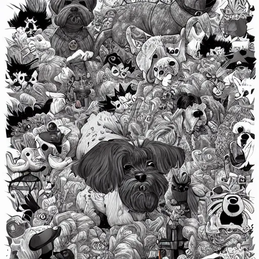 Prompt: crazy dog apartments, extremely detailed, sharp focus, wide view, full body shot, smooth, digital illustration, by james jean, by rossdraws, frank franzzeta, mcbess, sakimichan