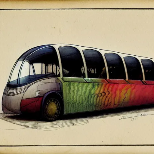 Image similar to design, a jet bus vehicle, borders, lines, decorations, muted colors, by jean - baptiste monge