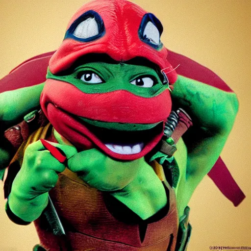 Prompt: teenage mutant ninja turtles ultra lifelike, bloody teeth, eating people, color photograph