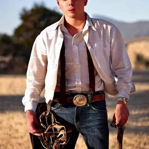 Image similar to a very handsome young man who is a cowboy