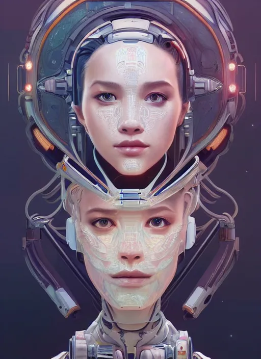 Image similar to symmetry!! portrait of a robot astronaut, floral! horizon zero dawn machine, intricate, elegant, highly detailed, digital painting, artstation, concept art, smooth, sharp focus, illustration, art by artgerm and greg rutkowski and alphonse mucha, 8 k