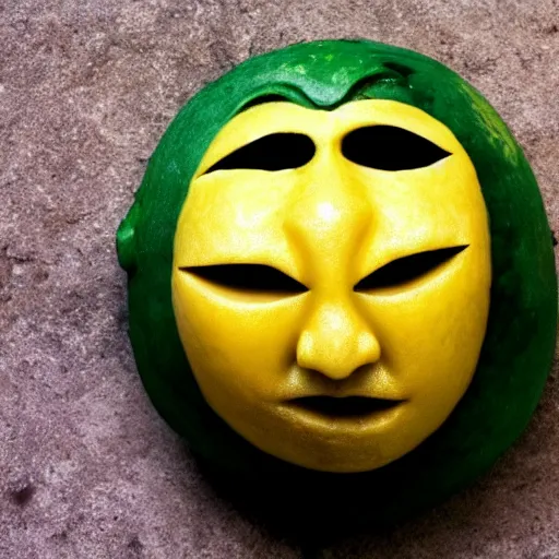 Image similar to a face carved into a lemon