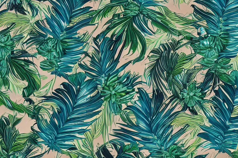 Image similar to exotic, elegant tropical prints : : trending on artstation