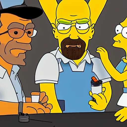 Prompt: Breaking Bad in the style of The Simpsons